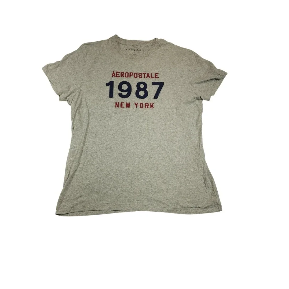 Aeropostale Shirt Mens XL Gray 1987 New York Graphic Tee Crewneck Short Sleeve - Picture 1 of 7